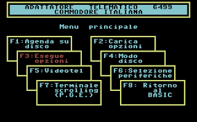 adattatore telematico commodore 6499 menu principale